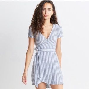 Marine Layer Linen Striped Frances Wrap Dress (Size Small)